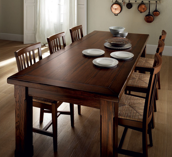 Large wooden family dining table
