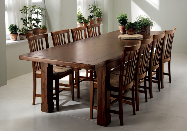 Large wooden family dining table